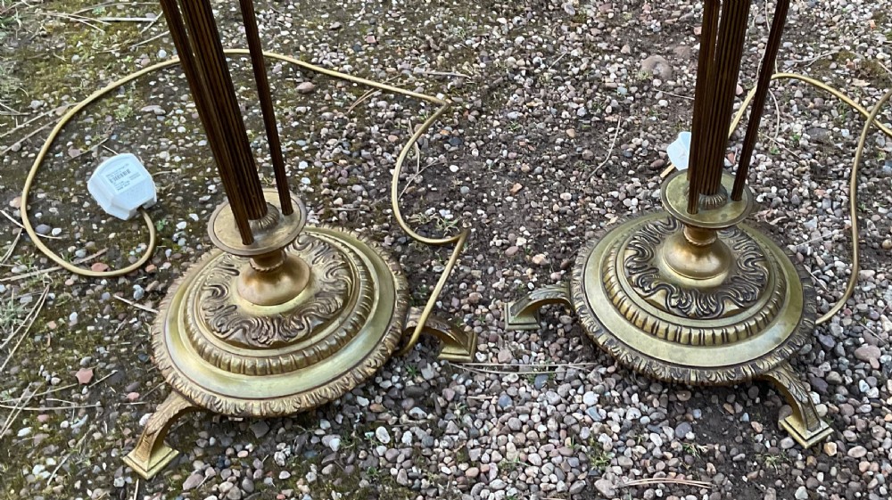 Pair Georgian Style Brass Standard Lamps View IV
