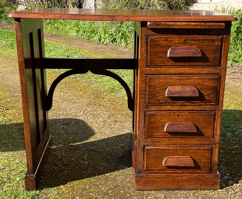 Small Panelled Oak Writing Desk View II