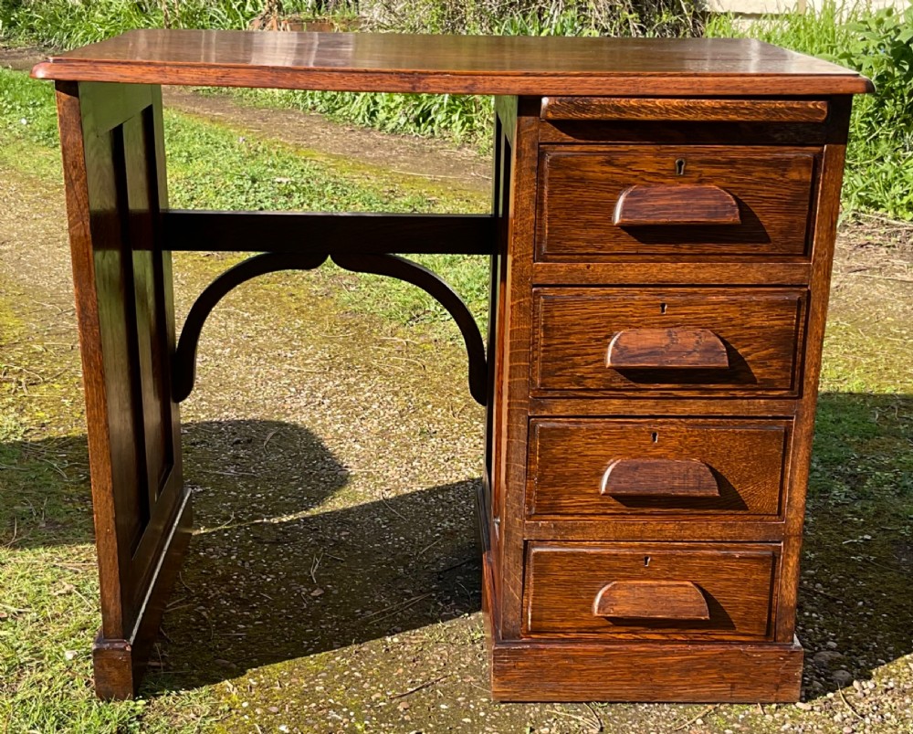 Small Panelled Oak Writing Desk View IX