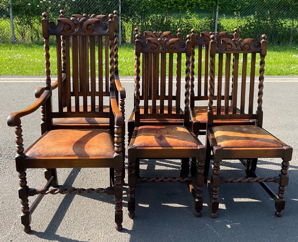 Set of Six Oak Highback Dining Chairs 
