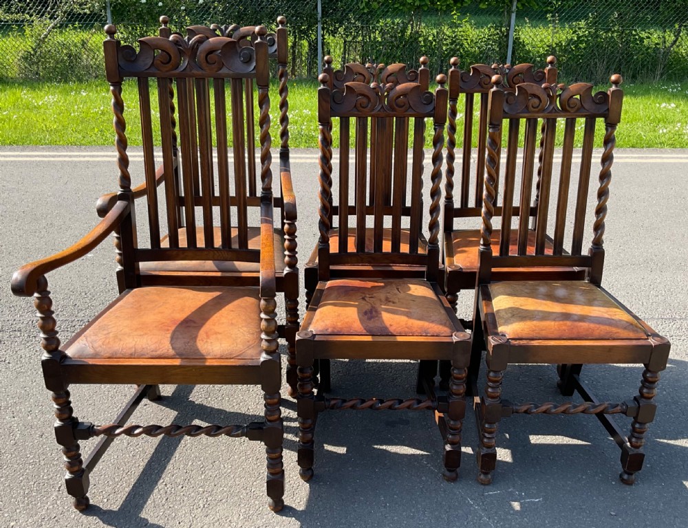 Set of Six Oak Highback Dining Chairs  View II