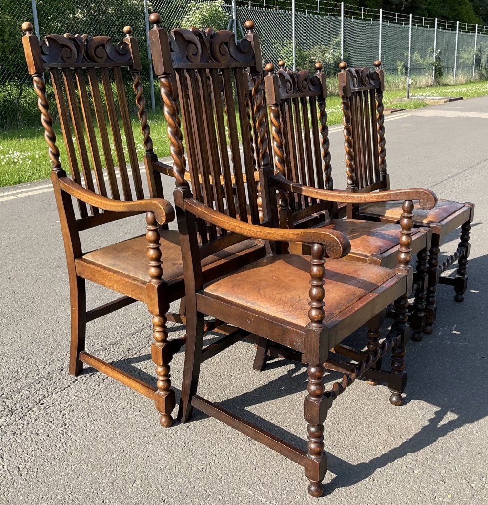 Set of Six Oak Highback Dining Chairs  View III