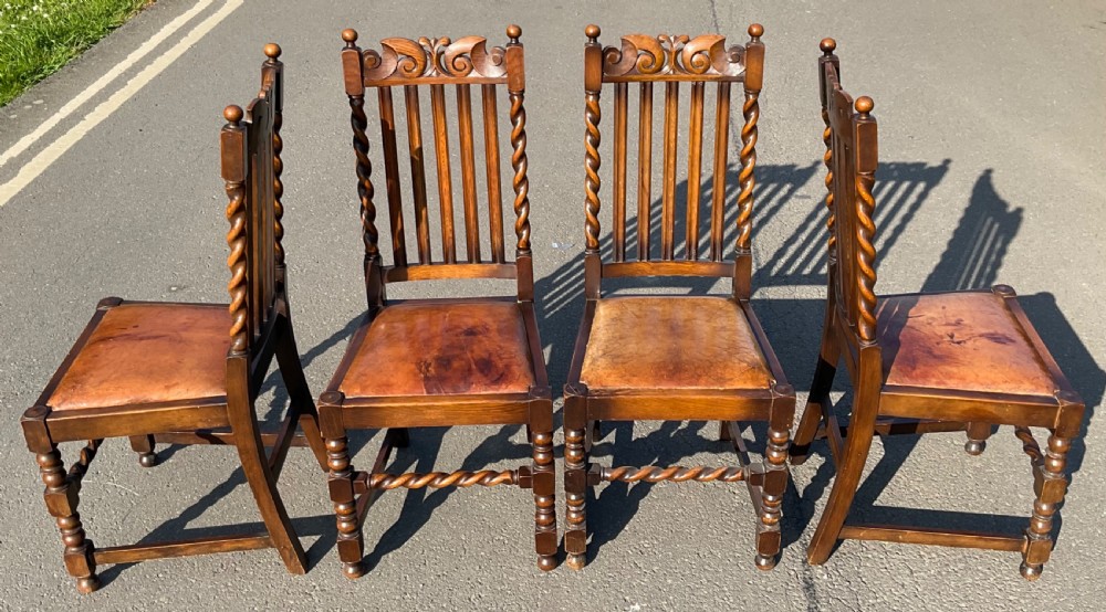 Set of Six Oak Highback Dining Chairs  View IX