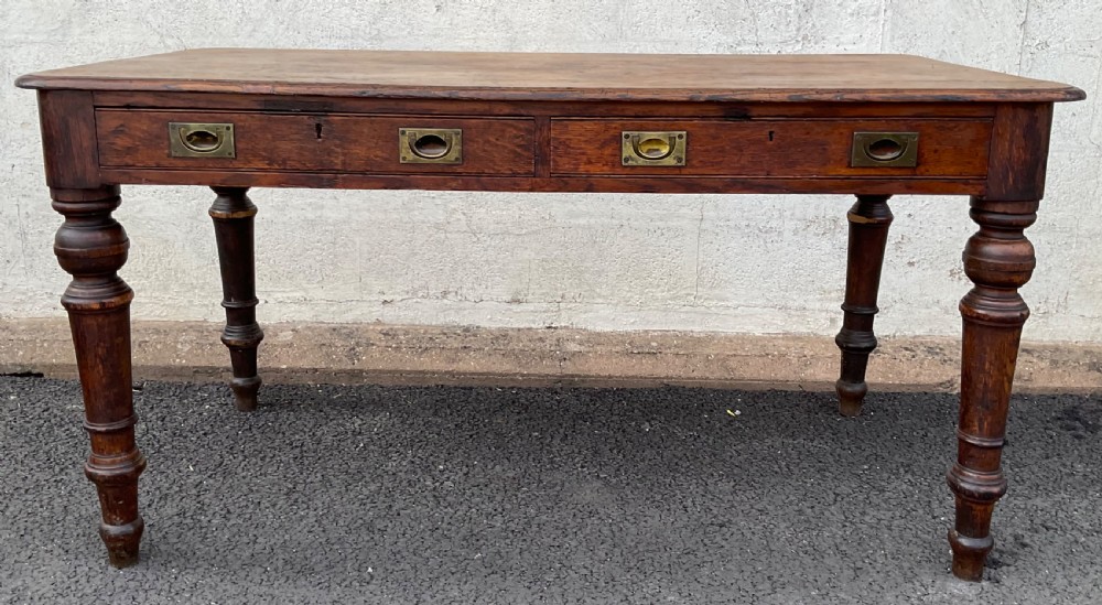 Victorian Large Oak Writing Table  View III