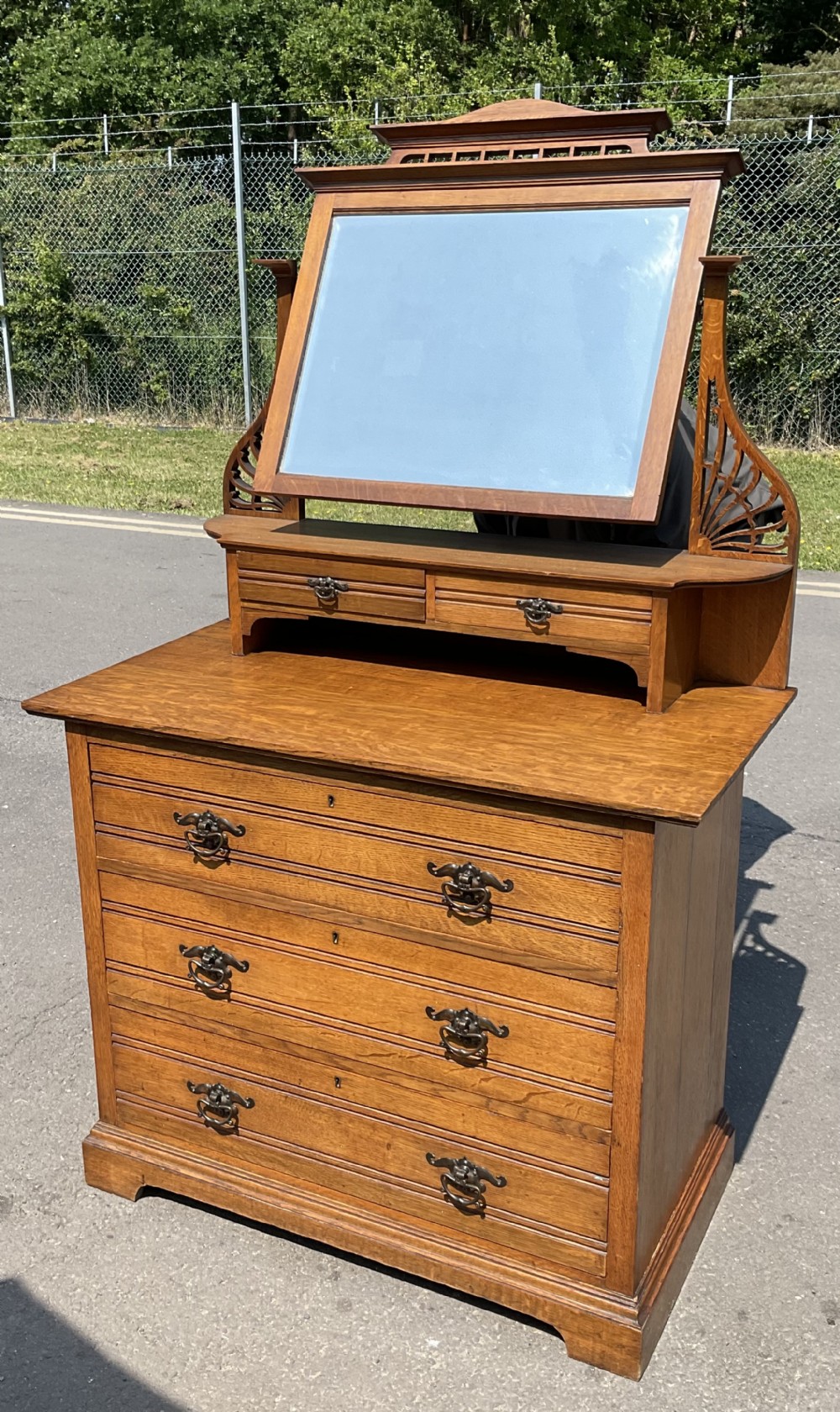Edwardian Oak Dressing Chest 