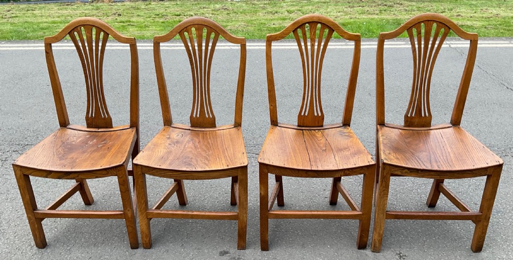Set of Four Georgian Elm Dining Chairs