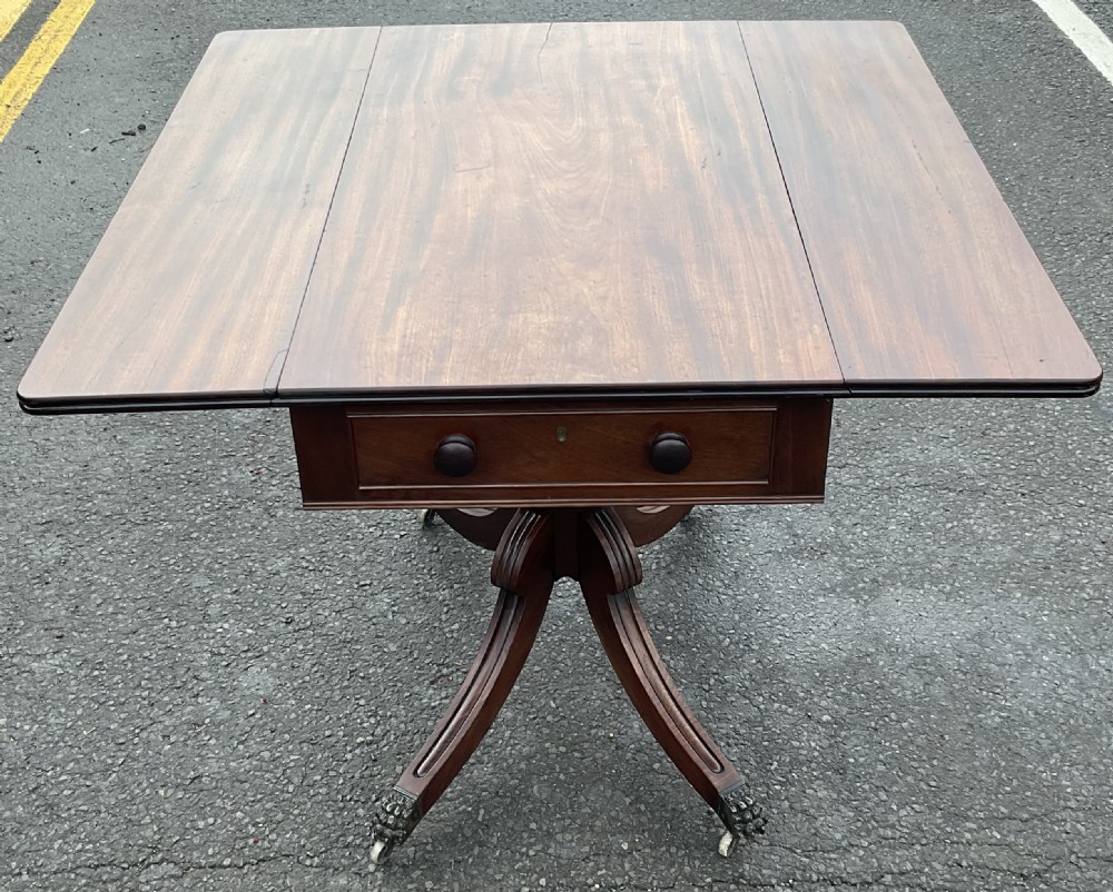 Georgian Mahogany Dropleaf Pedestal Pembroke Table  View V