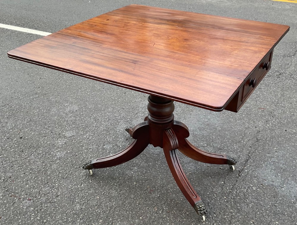 Georgian Mahogany Dropleaf Pedestal Pembroke Table  View VI