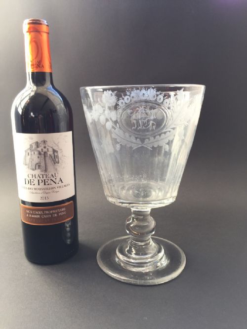 HUGE REGENCY ENGRAVED AND CUT GLASS TABLE RUMMER - ADDITIONAL PHOTO 4