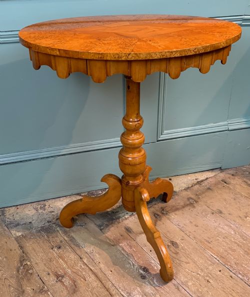 Swedish Biedermeier Karelian Birch Occasional Tripod Table