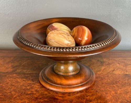 Edwardian Turned Mahogany Comport with Gadrooned Edge