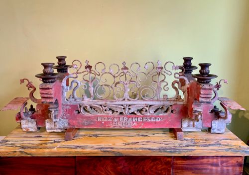 Antique Sicilian Fork Art Wrought Iron & Painted Cart Axle
