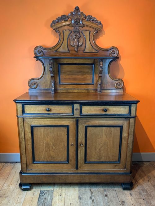 Continental / French Carved Walnut and Ebonised Buffet