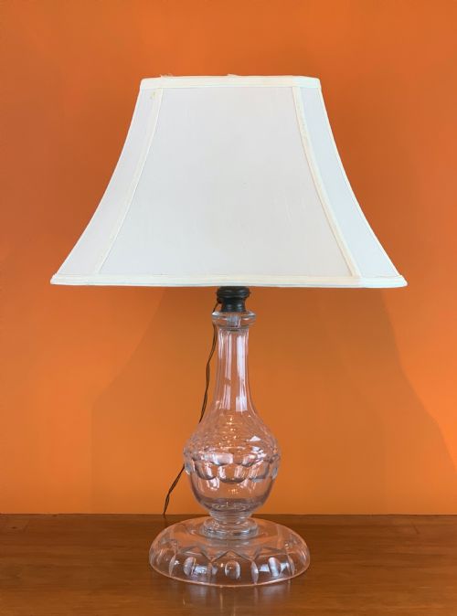 Large Antique Cut Glass Table Lamp