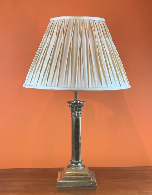 Antique Brass Corinthian Column Table Lamp