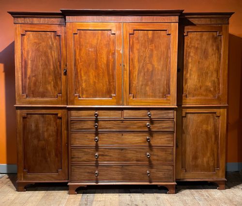 Regency Mahogany Breakfront Compactum Wardrobe from Warleigh Manor, Bath