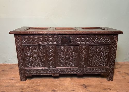 17th Century Oak Three Panel Coffer