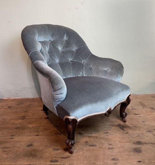 Victorian Button Back Iron Framed Armchair