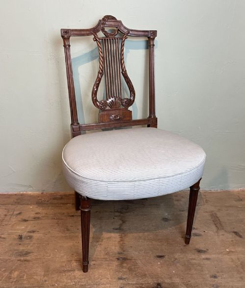 Antique French Mahogany Lyre Back Side Chair