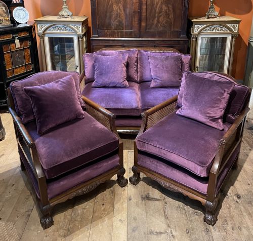Mahogany Three Piece Bergere Suite Circa 1920