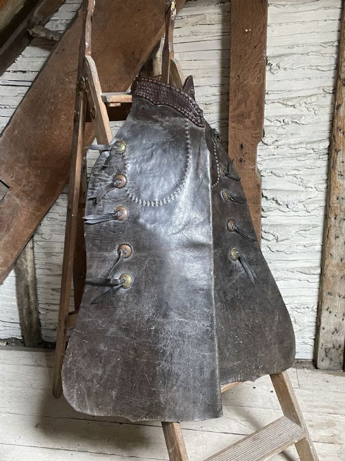 Pair of Leather Cowboy Batwing Chaps from a Montana Ranch