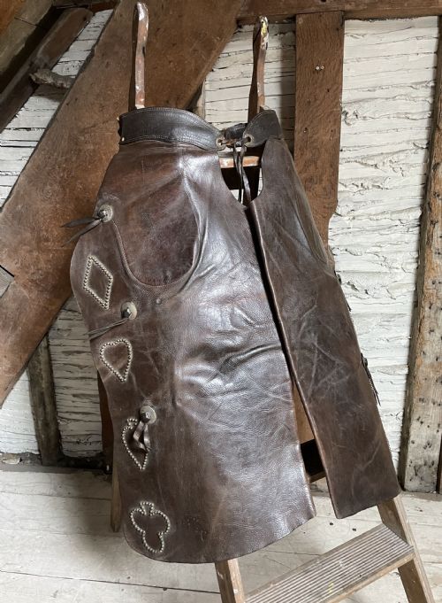 Pair of Leather Cowboy Chaps from a Montana Ranch