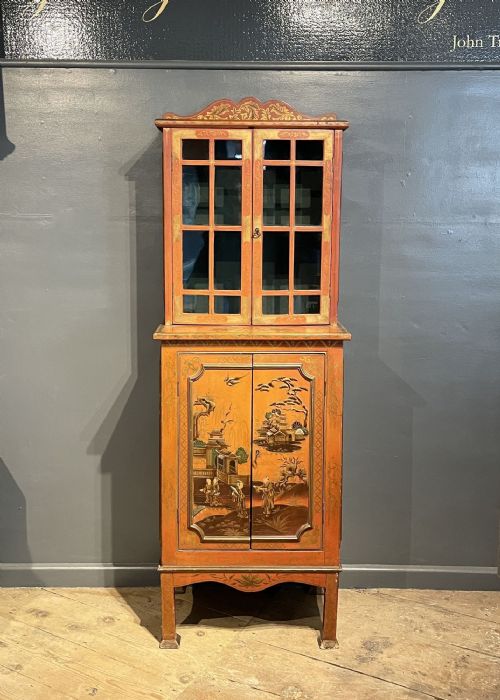 Antique Red & Gilt Chinoiserie Cabinet