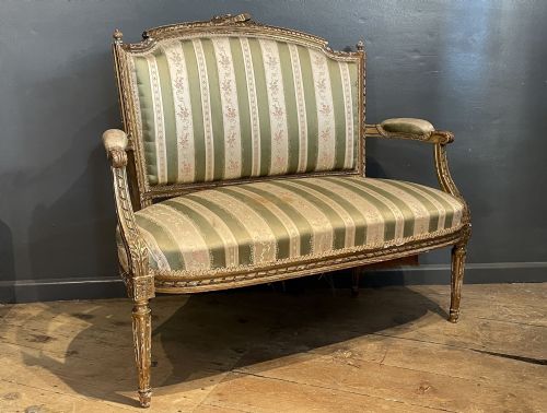 Antique French Louis Xvi Revival Giltwood Canape