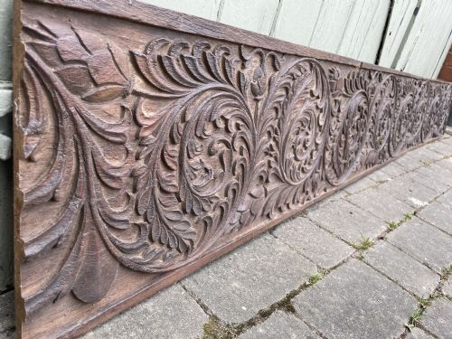 Large Indian Teak Foliate Carved Panel