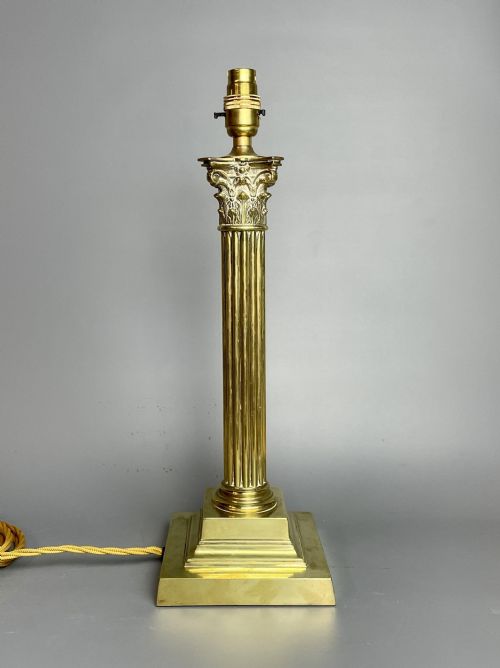 Antique Corinthian Column Brass Table Lamp