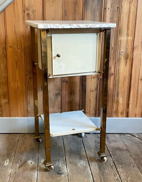 Vintage French Enamel & Brass Dentist's Cabinet