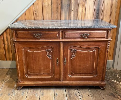 French Marble Top Oak Buffet