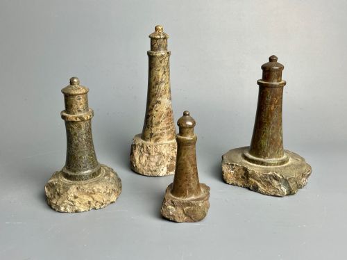 Four Cornish Serpentine Models of Lighthouses