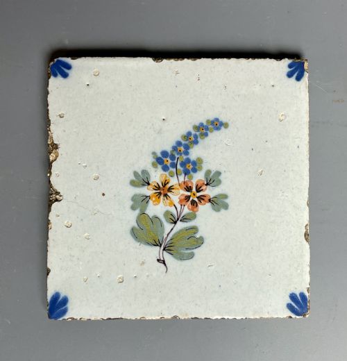 Liverpool Delft Polychrome Tile Circa 1760