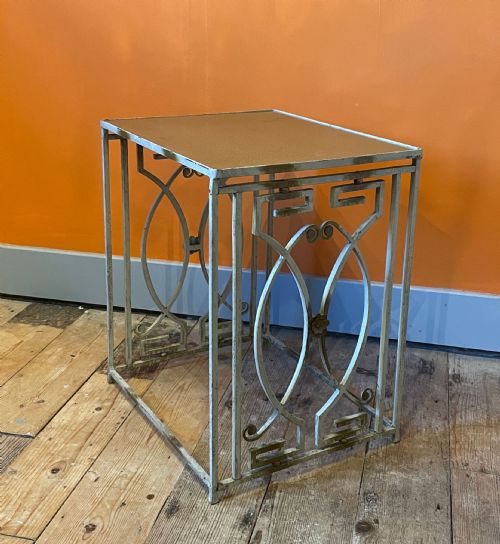 French Wrought Iron & Glass Side Table