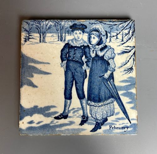 Wedgwood Tile Depicting February from the Months of the Year Series