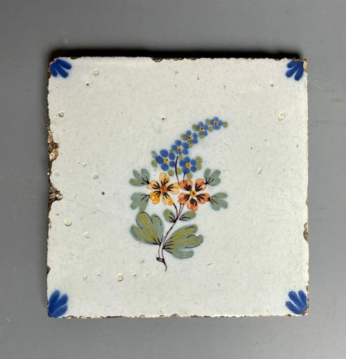18th Century Liverpool Delft Polychrome Tile