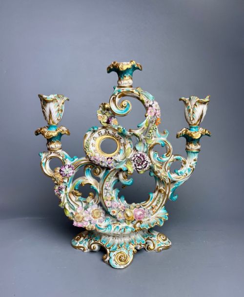 Coalport Flower Encrusted Candelabra Circa 1830