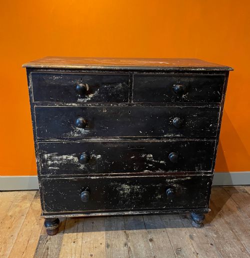 Victorian Pine Chest of Drawers in Original Paint