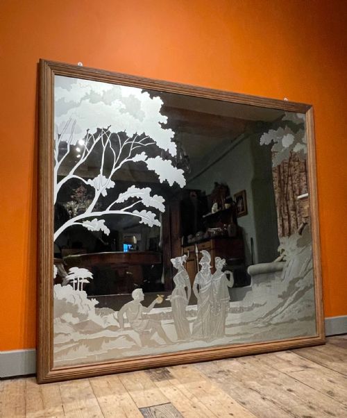 Large Art Deco Mirror Acid-etched with the Judgement of Paris