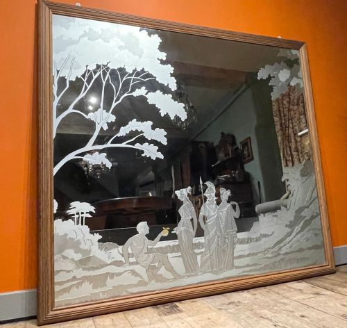 fig 1. Large Art Deco Mirror Acid-Etched with The Judgement of Paris