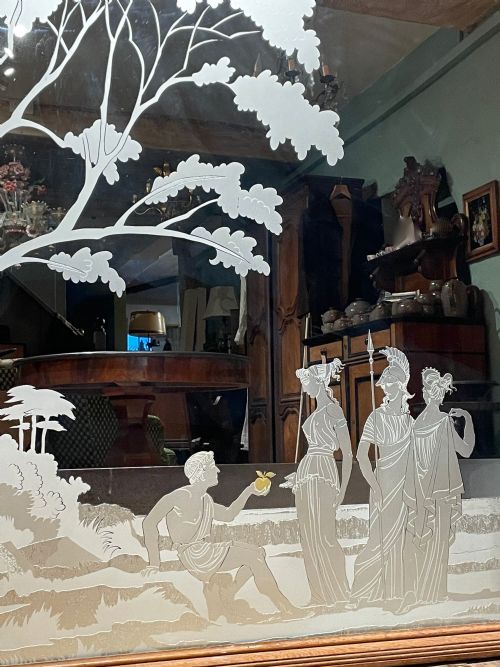 fig 3. Large Art Deco Mirror Acid-Etched with The Judgement of Paris