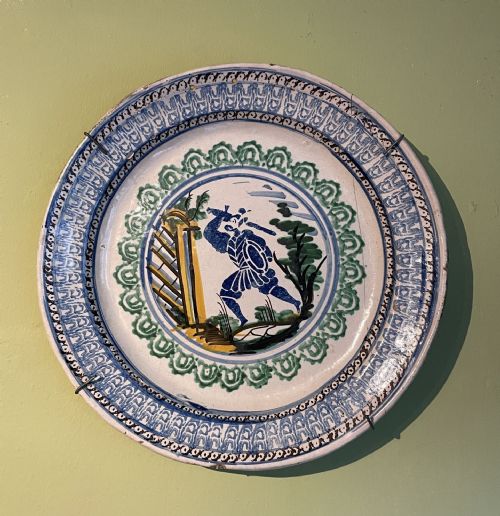 19th Century Spanish Spongeware Faience Charger