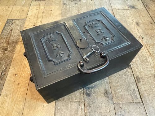 Victorian Cast Iron Military Paymaster / Revenue Strongbox Chest