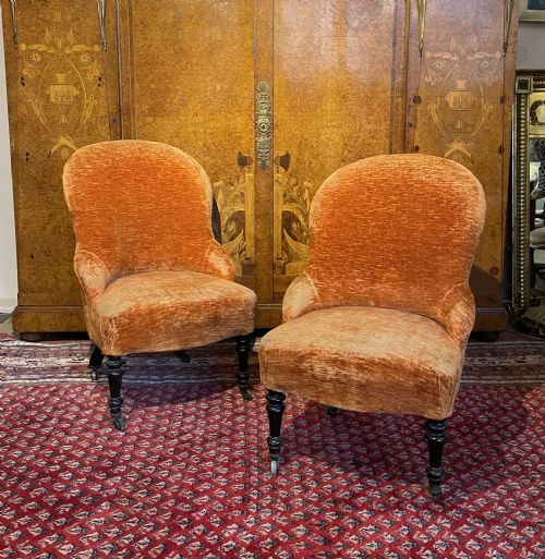 Pair of Antique French Napoleon III Tub Chairs
