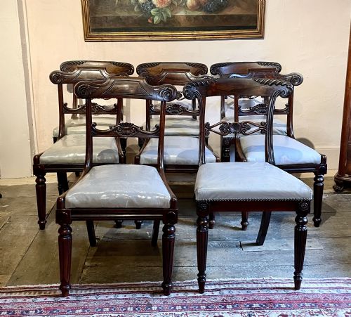 Set of Eight Regency Rosewood Dining Chairs