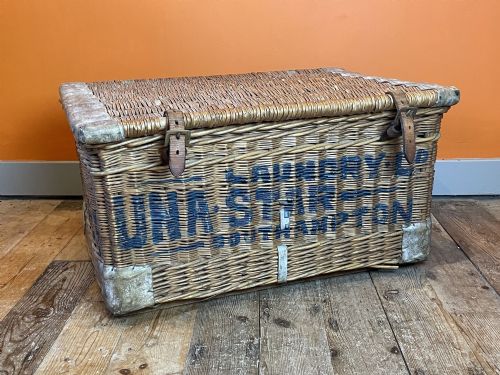 Large Vintage Wicker Laundry Basket
