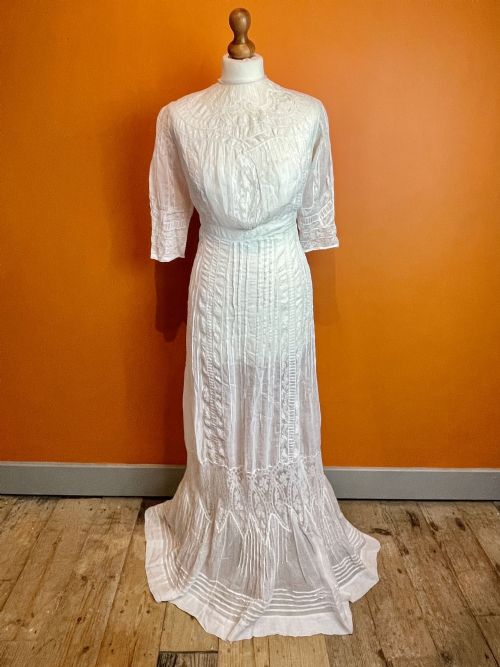 Edwardian Fine Lawn Cotton and Lace Day Dress
