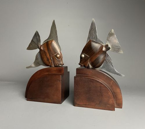 Pair of French Art Deco Fish Bookends by Dan Karner, Paris