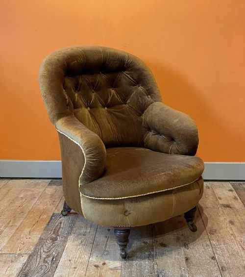 Victorian Iron Framed Button Back Armchair